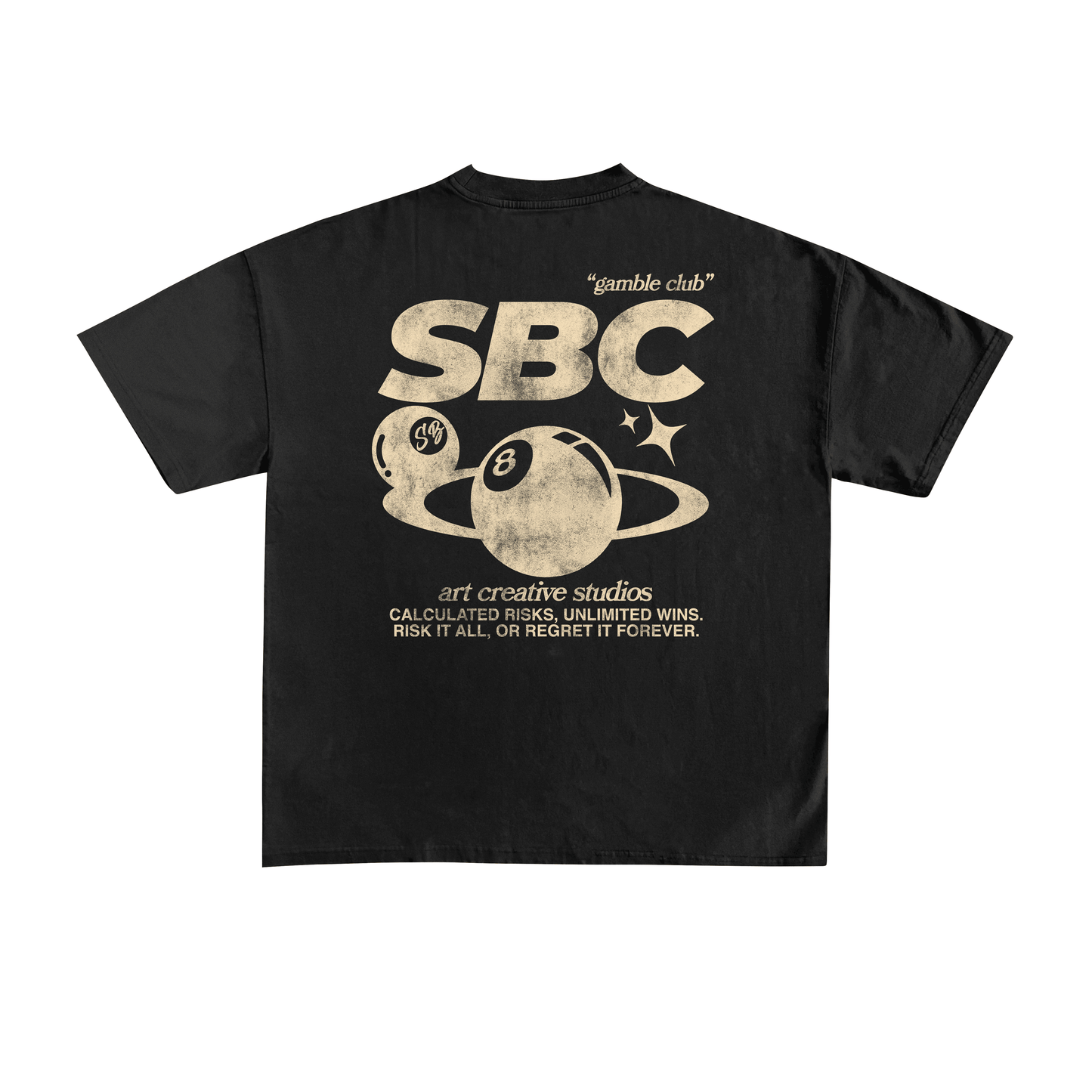 Starboy Couture SBC 'Gamble Club' Tee – black oversized t-shirt with bold back graphic inspired by risk and ambition.