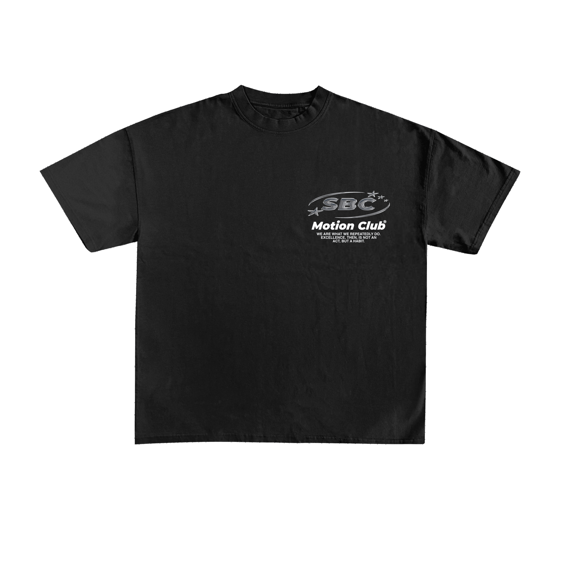 Starboy Couture SBC 'Motion Club' Tee – black oversized streetwear t-shirt with minimalist Starboy Couture front and sparkling back design