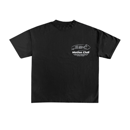 Starboy Couture SBC 'Motion Club' Tee – black oversized streetwear t-shirt with minimalist Starboy Couture front and sparkling back design