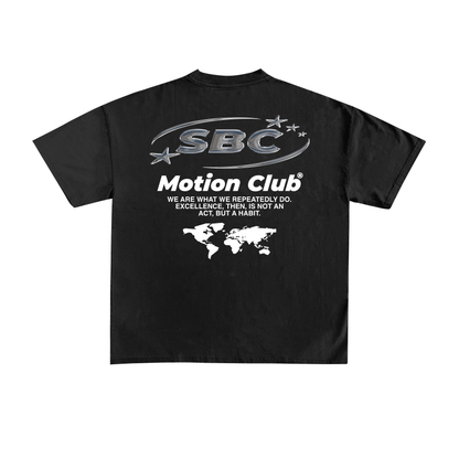 Starboy Couture SBC 'Motion Club' Tee – black oversized streetwear t-shirt with minimalist Starboy Couture front and sparkling back design