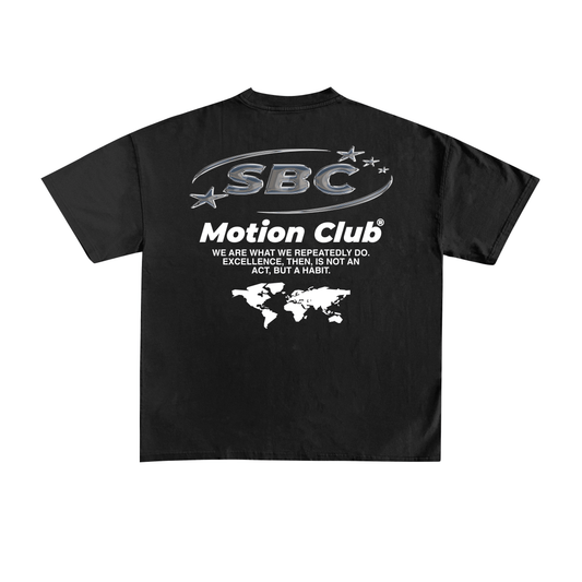 Starboy Couture SBC 'Motion Club' Tee – black oversized streetwear t-shirt with minimalist Starboy Couture front and sparkling back design